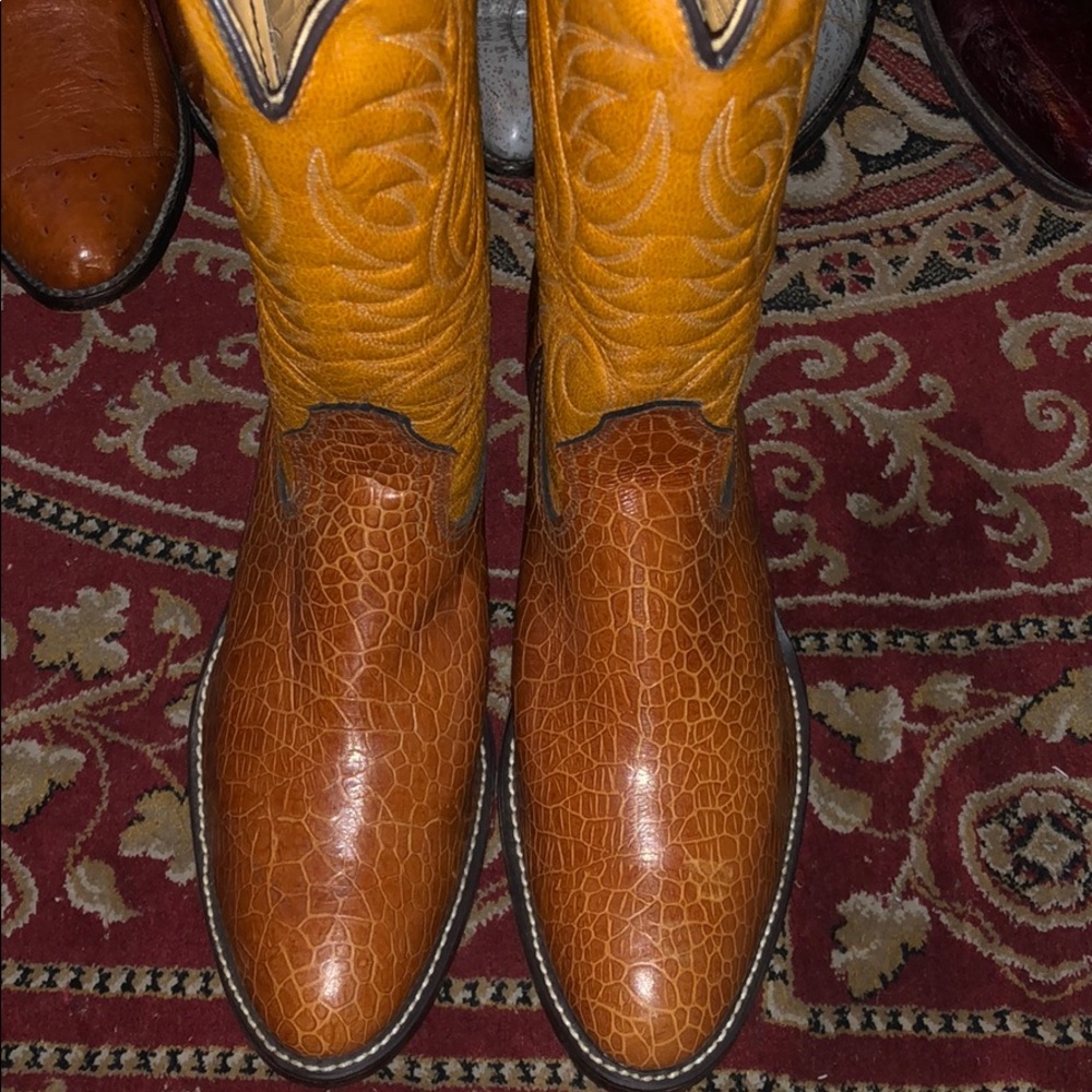 Orange Cowhide Western Boots